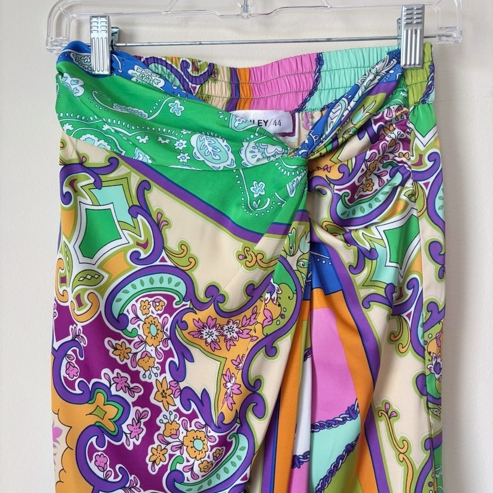 Bailey 44 Bold Mixed Patchwork Satin Midi Skirt XS Summer Resortwear - Picture 3 of 9